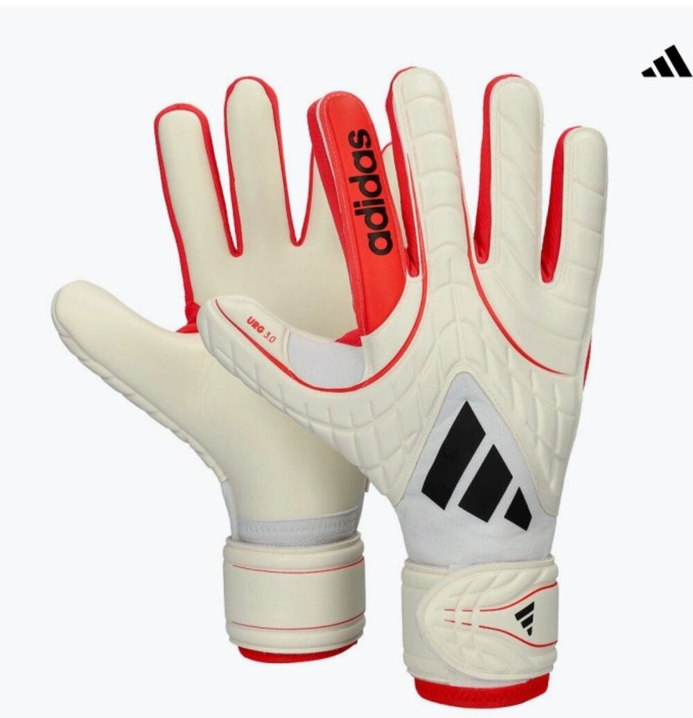 adidas Copa League Junior Soccer Goalkeeper Gloves White Lucid Red Black Size 3